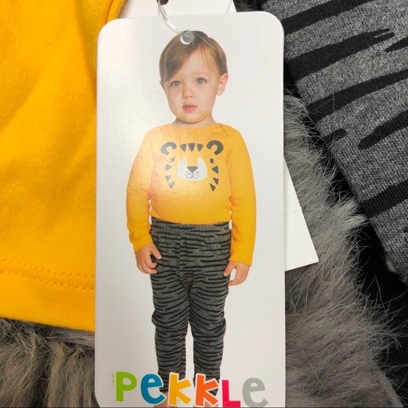 Pekkle | Kids 4 Piece Tiger Clothing Set | Grey & Yellow | Size 3M - Picture 5 of 7